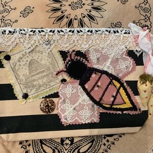 Bee and Lace Striped Clutch